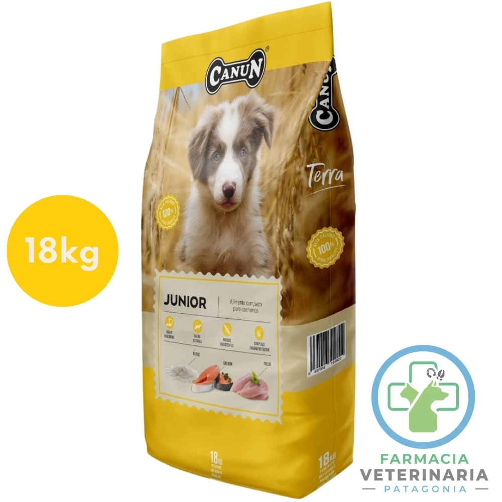 alimento-cachorros-canun-terra-junior-18-kg-pollo-salmon-soporte-articular CANUN TERRA JUNIOR 18 KG Cachorros medianos y grandes - Imagen 1