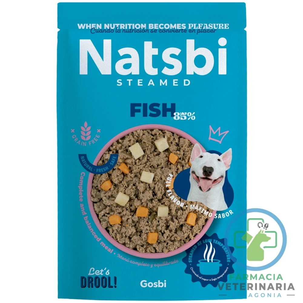alimento-perro-adulto-cocido-vapor-gourmet-grain-free-gosbi-pescado-raza-mediana-500-g NATSBI STEAMED FISH 500 G Comida al Vapor Gourmet - Imagen 1
