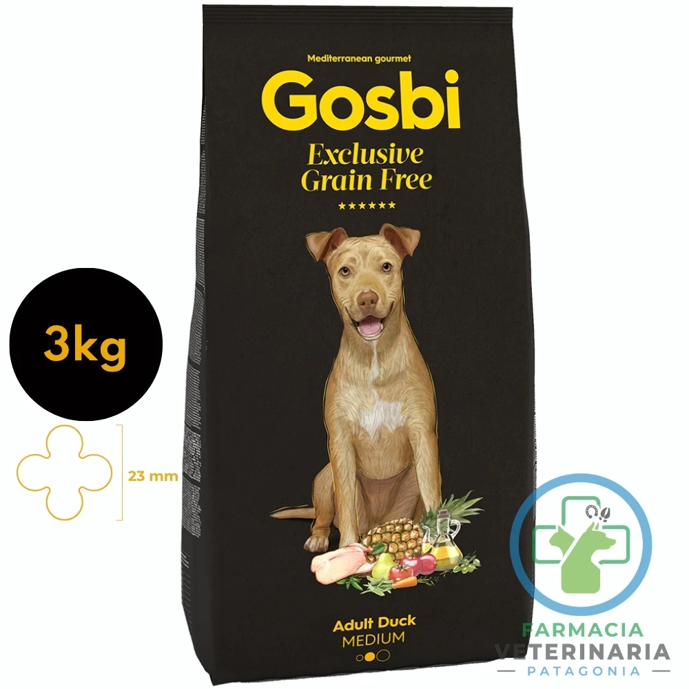 alimento-perro-adulto-gosbi-grain-free-pato-raza-mediana-3-kg GRAIN FREE ADULT DUCK MEDIUM 3 KG Alimento en base a Pato - Imagen 1