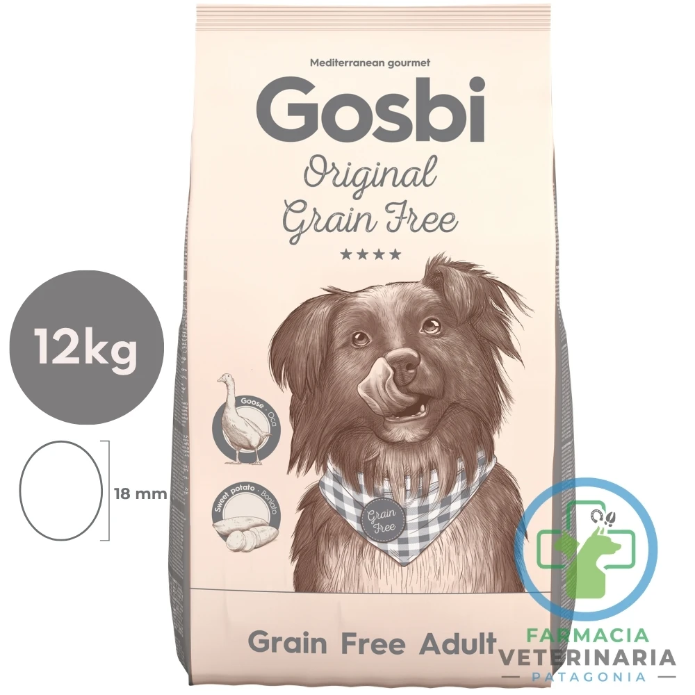 alimento-perro-adulto-gosbi-grain-free-pollo-raza-mediana-12-kg ORIGINAL DOG GRAIN FREE ADULT 12 KG Alimento de Ganso - Imagen 1