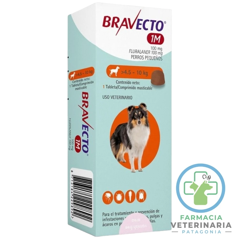antiparasitario-externo-comprimido-pulgas-acaros-bravecto-perro-1-mes-4-5-hasta-10-kg BRAVECTO PERRO 1 MES 4.5 A 10 KG Tableta Masticable Mensual - Imagen 1
