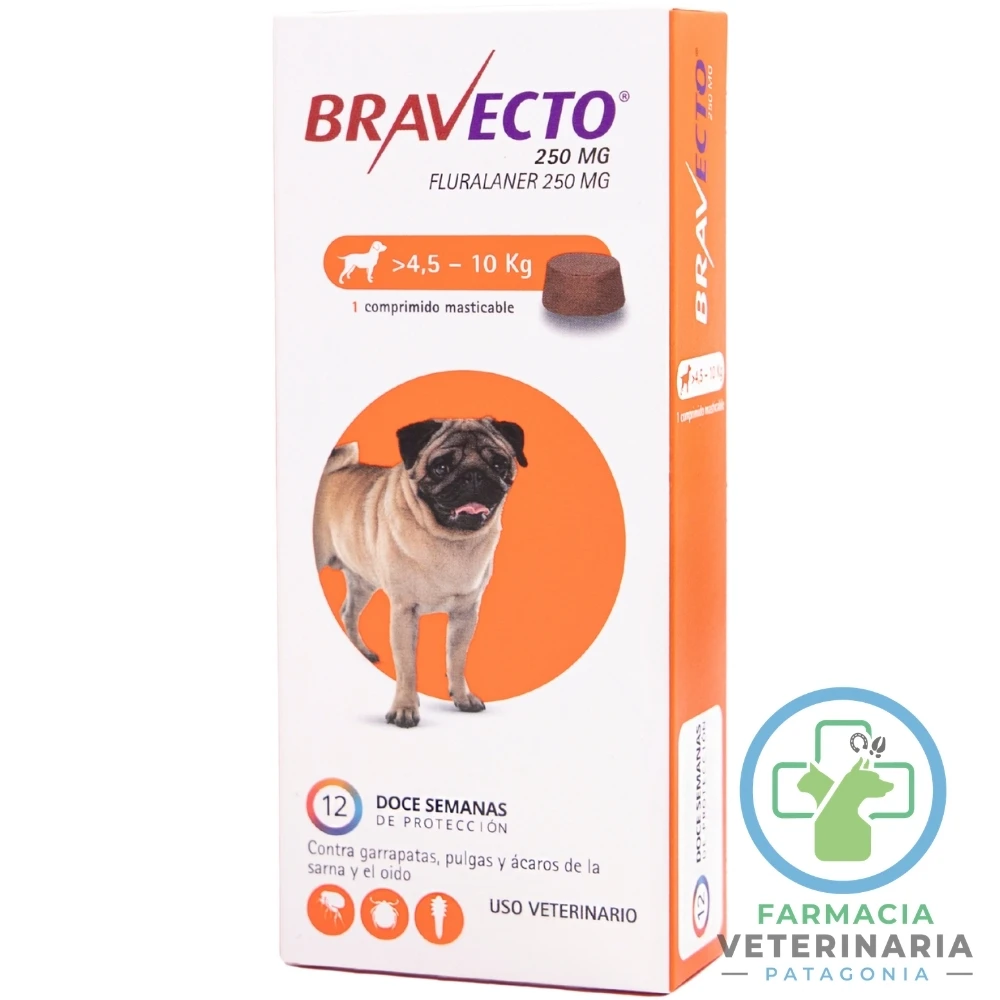 antiparasitario-externo-comprimido-pulgas-acaros-bravecto-perro-3-meses-4-5-hasta-10-kg BRAVECTO PERRO 3 MESES 4.5 A 10 KG Tableta ectoparaticida - Imagen 1