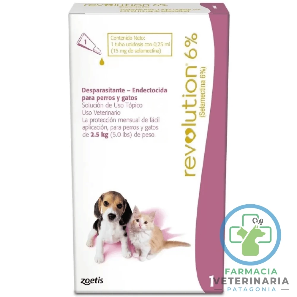 pipeta-selamectina-pulgas-acaros-sarna-desparasitante-cachorro-gatito-revolution-cachorro-perro-y-gato-hasta-2-5-kg REVOLUTION CACHORRO PERRO Y GATO A 2.5 KG Antiparasitario - Imagen 1