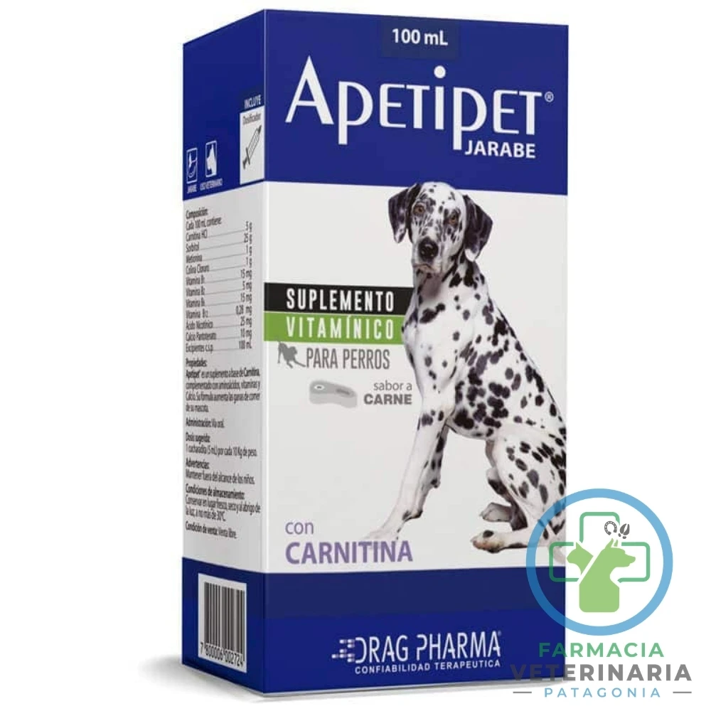 suplemento-apetito-perros-apetipet-jarabe-100-ml-dragpharma-carnitina-vitaminas APETIPET JARABE 100 ML Apetito y vitaminas perros - Imagen 1